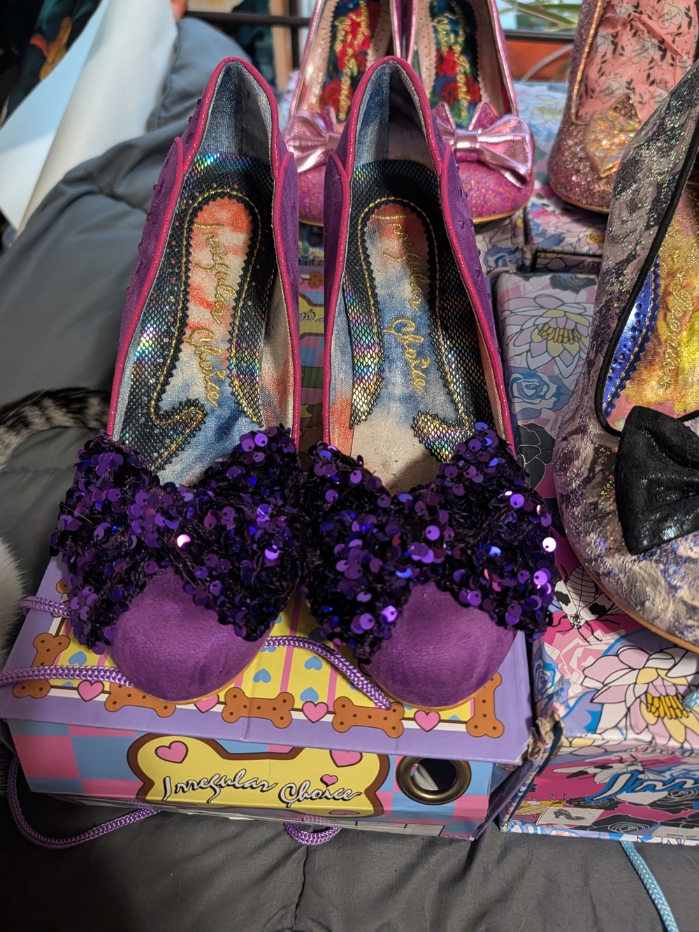 Irregular Choice Purple Sequin Bow Heels 42